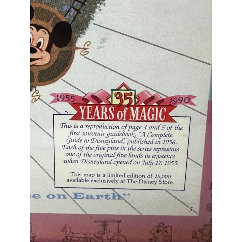 VTG Disneyland 35th Anniversary Years of‎ Magic Framed Map 12